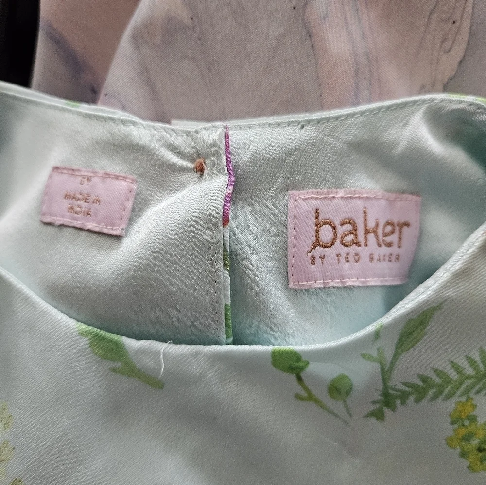 Ted Baker Little Girls 5 Blue Green Pink Floral Dress Spring Easter Colorful